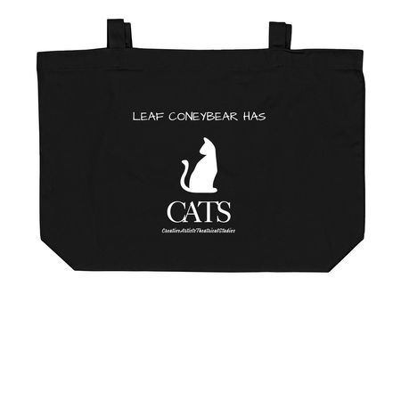 Leaf Coneybear Has CATS, a Black Large Organic Cotton Tote Bag