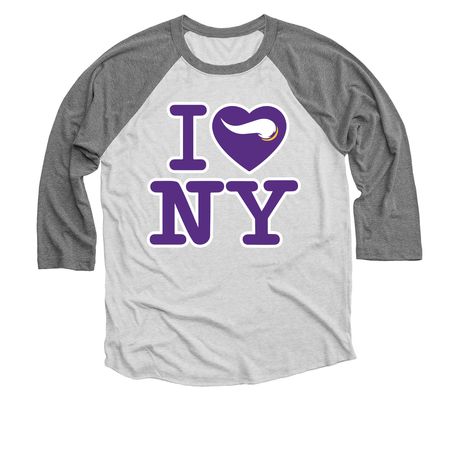 I Heart NY SKOL, a Premium Heather and Heather White 3/4 Sleeve Baseball Tee
