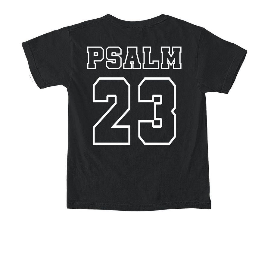 PSALM 23 - Youth Sizes, a Black Comfort Colors Youth Tee (back-view)