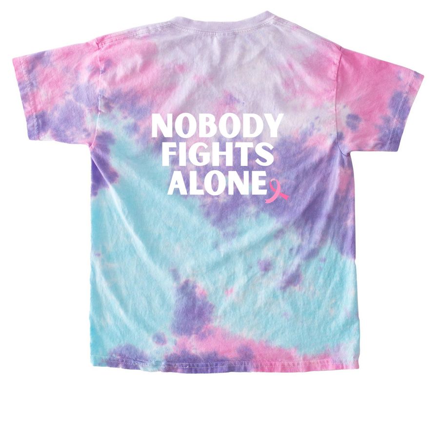Youth I Wear Pink for Makenzee, a Cotton Candy Youth Tie Dye Tee (back-view)