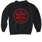 Red Logo with Red Lettering, a Black Gildan Softstyle Pullover Hoodie (back-view)