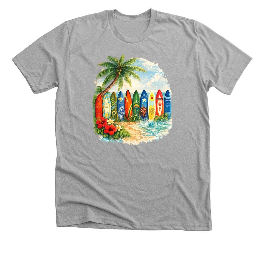 Surf Boards, a Athletic Heather Premium Unisex Tee