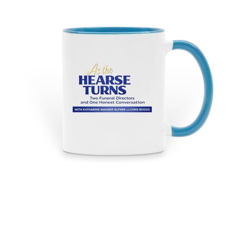 As The Hearse Turns Mug&nbsp;, a Light Blue Two-Tone Ceramic Mug