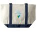 Joyful Heart Summer Tote Bag, a Natural/Navy Large Two-Tone Canvas Tote Bag (back-view)