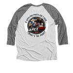Apex Pro Photo, a Premium Heather and Heather White 3/4 Sleeve Baseball Tee (back-view)