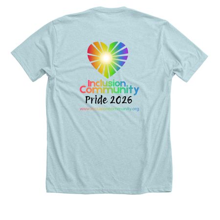 Pride 2026 Apparel Collection, a Heather Ice Blue Premium Unisex Tee (back-view)