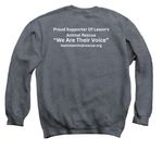 "Not Damaged", a Dark Heather Crewneck Sweatshirt (back-view)