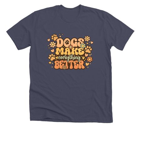 Dogs make Everything better, a Heather Midnight Navy Premium Unisex Tee