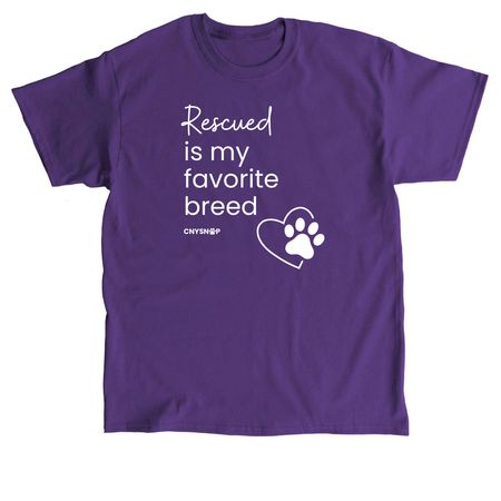Rescued is My Favorite Breed Apparel, a Purple Classic Unisex Tee