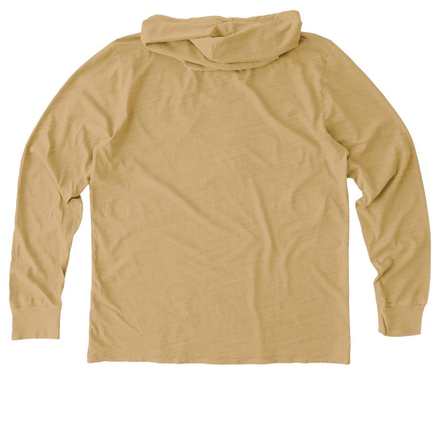 Dinosaurs Dont Mess Around, a Golden Wheat Allmade Organic Cotton Mineral Dye Hoodie Tee (back-view)