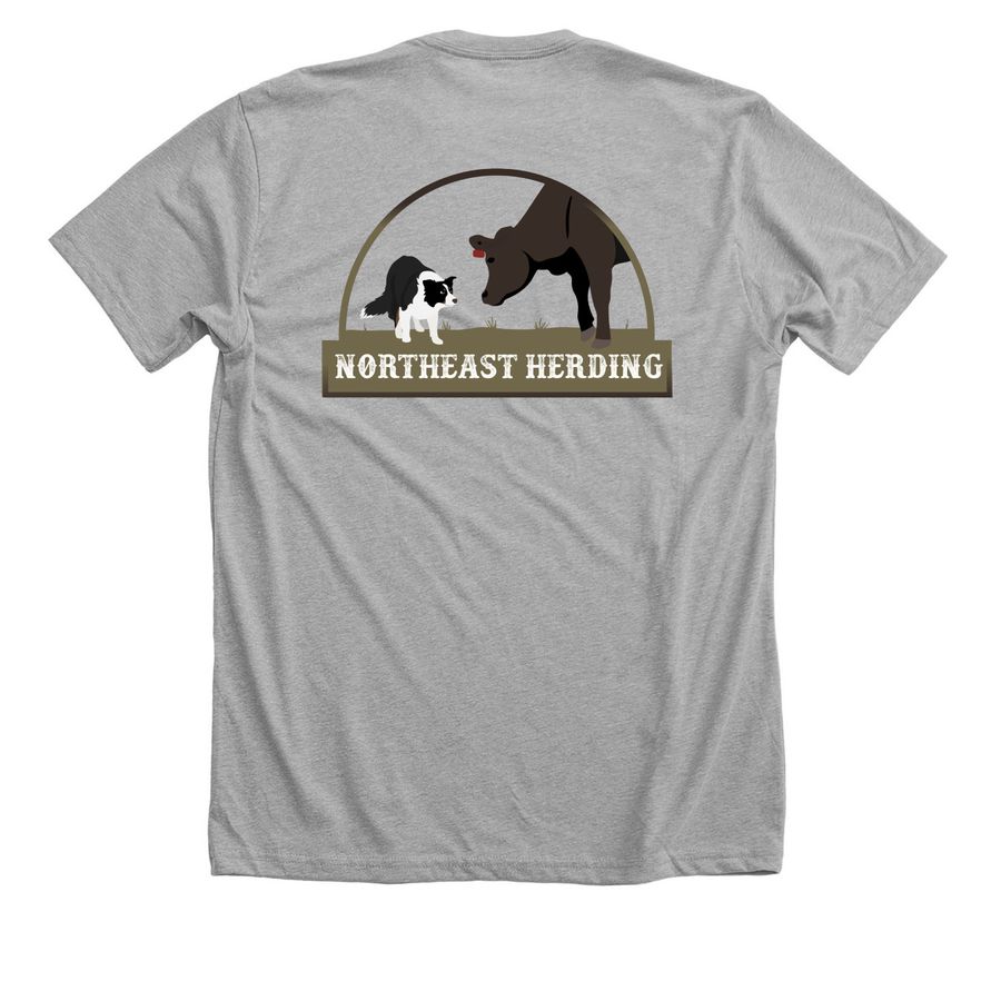 NE Herding - Border Collie, a Athletic Heather Premium Unisex Tee (back-view)