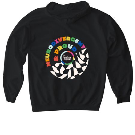 Neurodivergent & Proud, a Black Gildan Softstyle Pullover Hoodie (back-view)