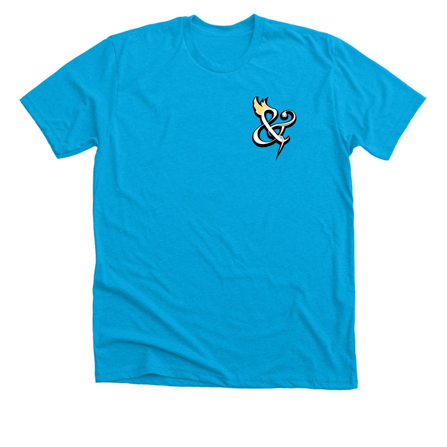 Feathers & Fangs, a Neon Blue Premium Unisex Tee