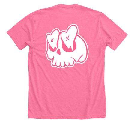 MY NAME IS: LUV, a Neon Pink Premium Unisex Tee (back-view)