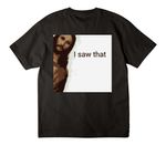 Peaking Jesus "I Saw That"&nbsp;, a Black Unisex Heavyweight Tee (back-view)