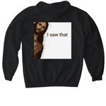 Peaking Jesus "I Saw That"&nbsp;, a Black Gildan Softstyle Pullover Hoodie (back-view)