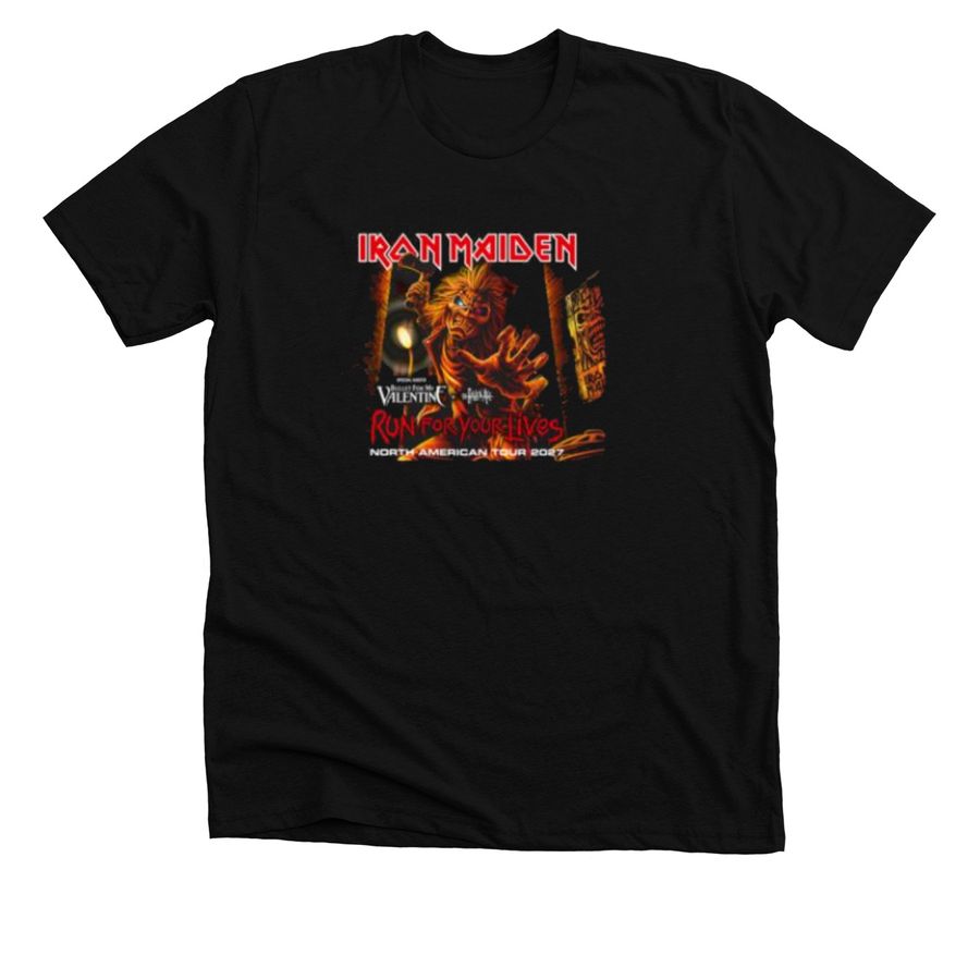 Iron Maiden 2027 north american tour T-Shirt, a Solid Black Blend Premium Unisex Tee