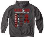 Stroke Advocacy, a Pepper Comfort Colors Pullover Hoodie (back-view)