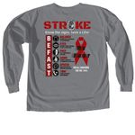 Stroke Advocacy, a Granite Comfort Colors Long Sleeve Tee (back-view)