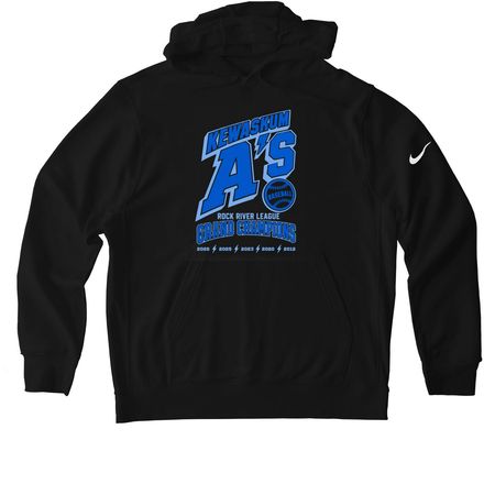 2026 Kewaskum A's Grand Champions Nike Line, a Black Nike Club Fleece Pullover Hoodie