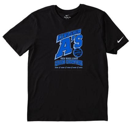 2026 Kewaskum A's Grand Champions Nike Line, a Black Nike Dri-FIT Jersey Blend Performance Tee