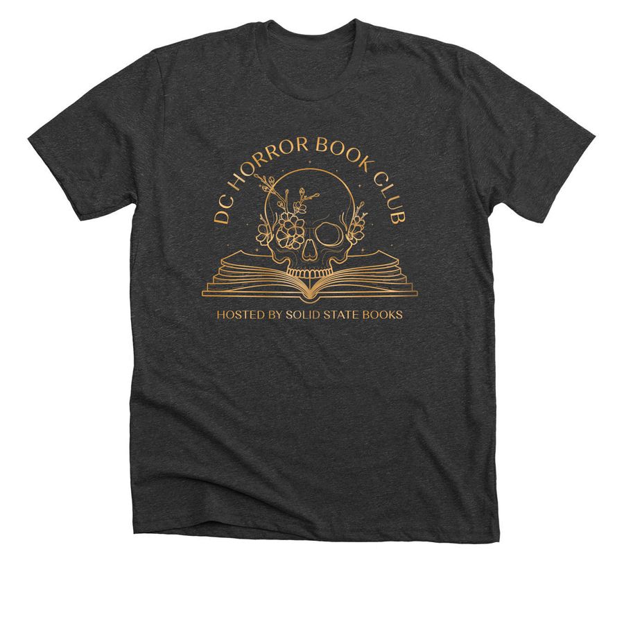 DC Horror Book Club- Gold Logo Shirt&nbsp;, a Dark Grey Heather Premium Unisex Tee