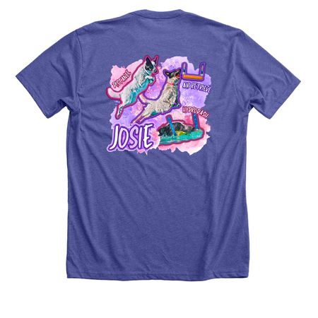 Josie Pocket Logo 2026, a Heather Lapis Premium Unisex Tee (back-view)