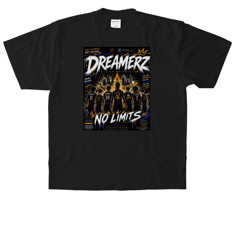 DREAMERZ?: NO LIMITS, a Black Heavyweight Garment Dye Tee