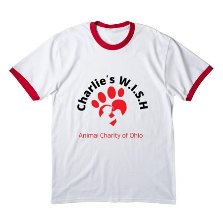 Charlie's W.I.S.H. Campaign, a White/ Red Cotton Ringer Tee
