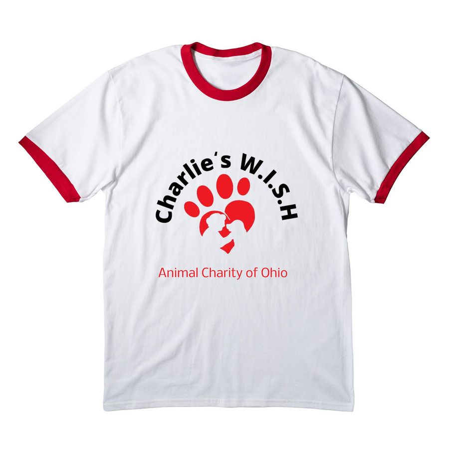 Charlie's W.I.S.H. Campaign, a White/ Red Cotton Ringer Tee