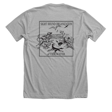 Black and White Vintage Logo, a Athletic Heather Premium Unisex Tee (back-view)