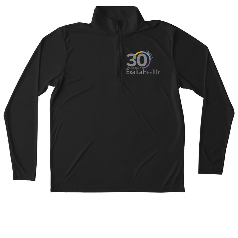30 Years of Exalta, a Black Unisex Performance Quarter Zip Pullover