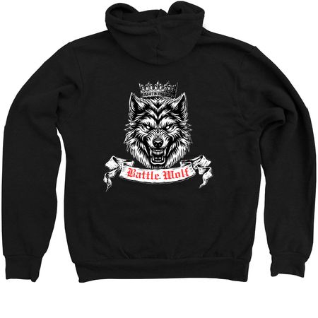 Battle Awoo Hoodie, a Black Zip Up Hoodie (back-view)