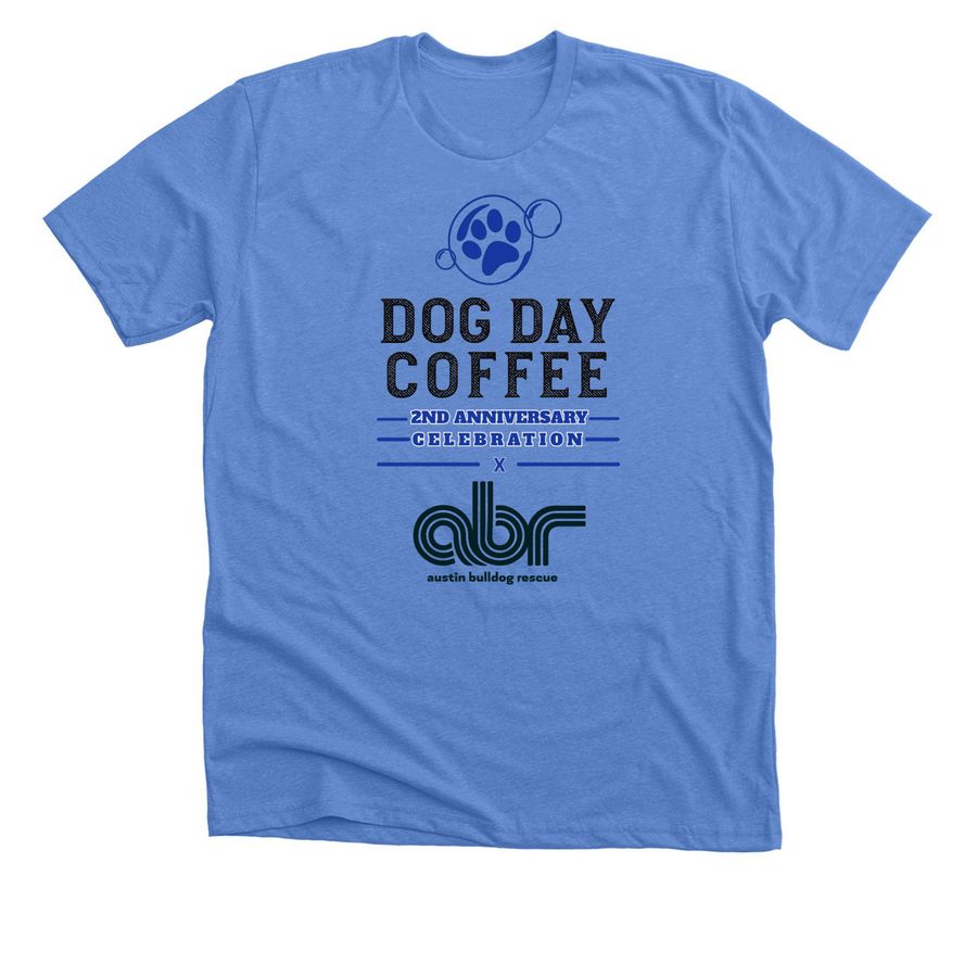 Dog Day Coffee is turning TWO!&nbsp;, a Heather Columbia Blue Premium Unisex Tee