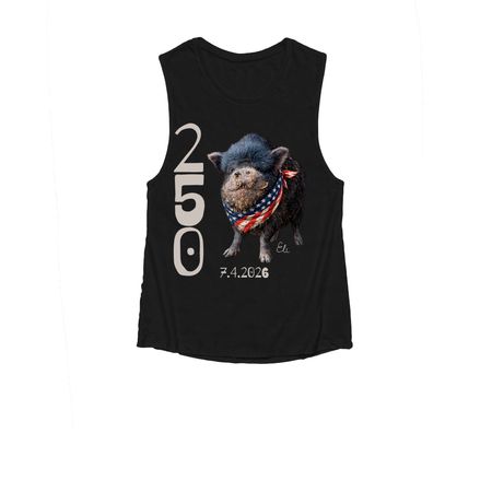 America250MPFL, a Black Women's Muscle Tank