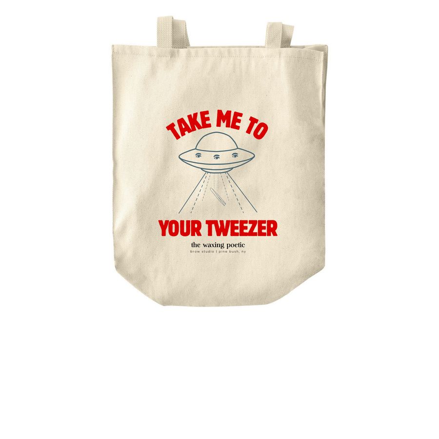 Take Me to Your Tweezer, a Natural Over-the-Shoulder Shopping Tote Bag