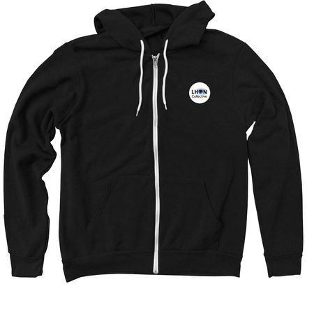 Hoodies - Zip-Up - White Logo, a Black Zip Up Hoodie
