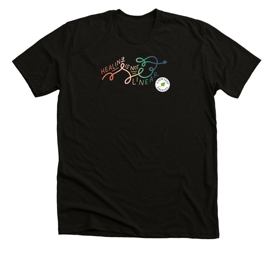 Healing is not Linear, a Black Heather Premium Unisex Tee