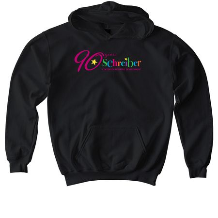 90th Anniversary Schreiber Strong, a Black Softstyle Youth Pullover Hoodie