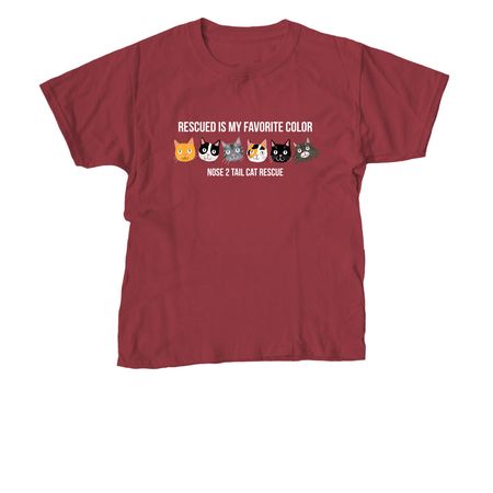 Rescued Is My Favorite Color, a Cardinal Red Youth Unisex Tee