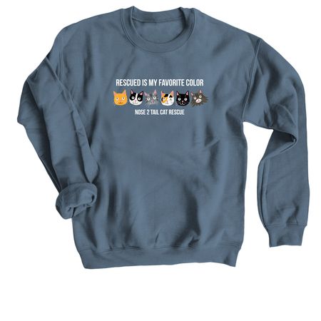 Rescued Is My Favorite Color, a Indigo Crewneck Sweatshirt