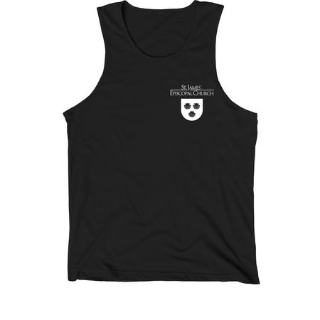 St. James' with Peace Sign on back, a Black Premium Cotton Tank