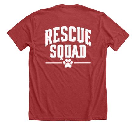 Fam Fit Check: Rescue Squad, a Heather Canvas Red Premium Unisex Tee (back-view)