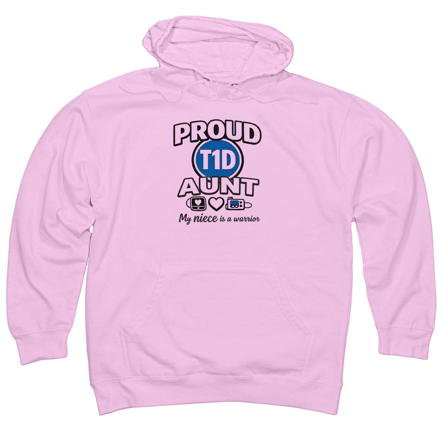 Proud T1D aunt to niece, a Light Pink Midweight Pullover Hoodie