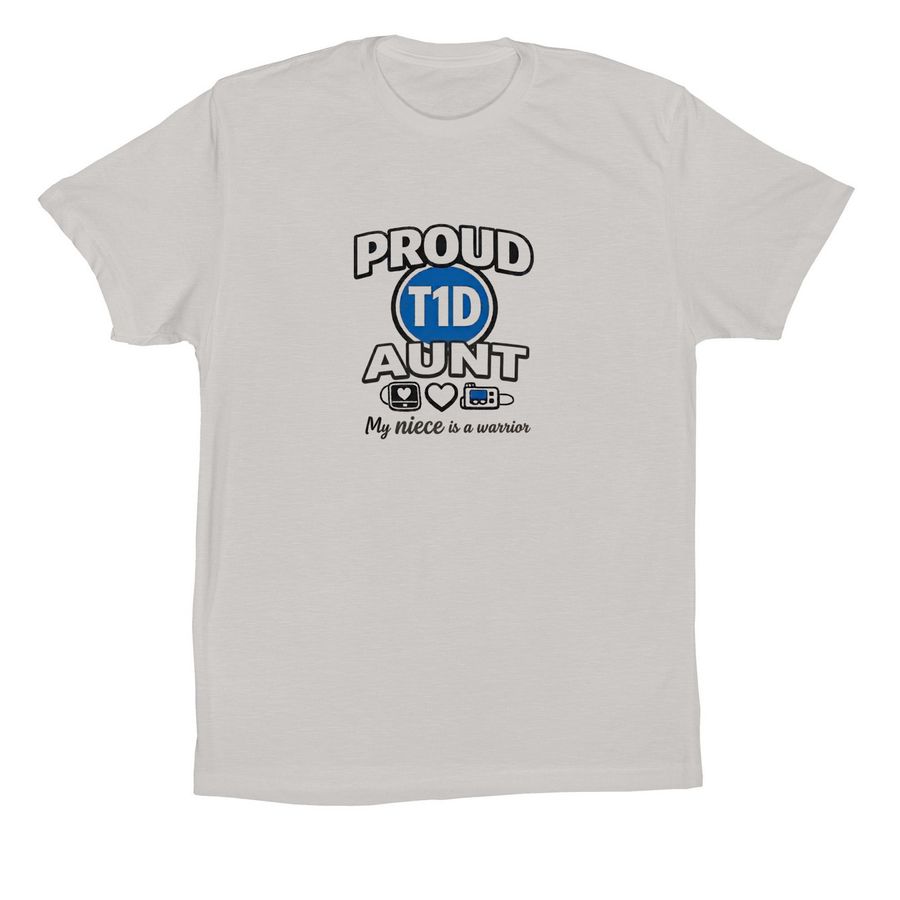Proud T1D aunt to niece, a Solid Athletic Grey Premium Cotton Tee