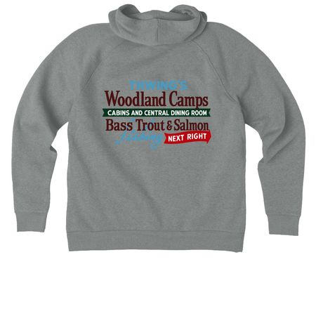 Woodland Camps Loon and Thwing's Sign, a Aluminum Grey Heather Allmade Organic CVC Pullover Hoodie