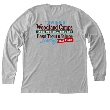Woodland Camps Loon and Thwing's Sign, a Athletic Heather Premium Long Sleeve Tee