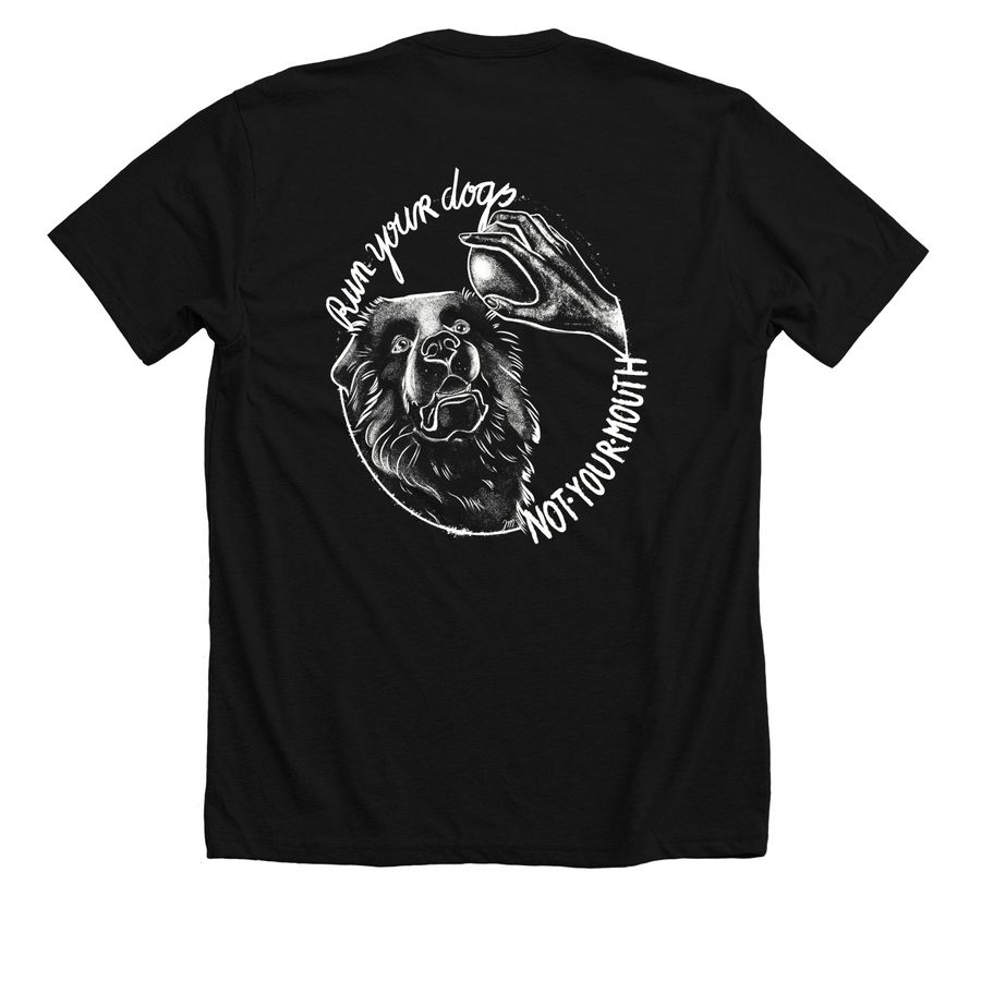Run your dogs, a Solid Black Blend Premium Unisex Tee (back-view)