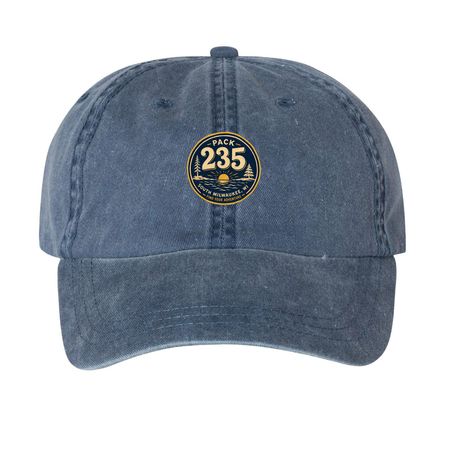 Pack 235, a Navy Printed Pigment Dye Baseball Cap