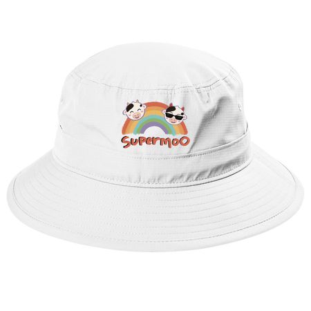 SuperMoo Hat, a White Printed UV Bucket Hat